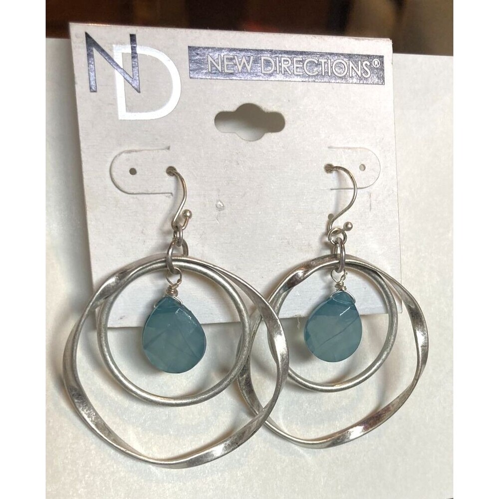 NWT New directions silver Tone hoop earrings dangle boho